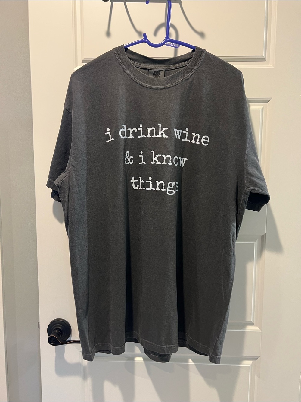 Comfort Colors Charcoal Gray Graphic Tee with White Text